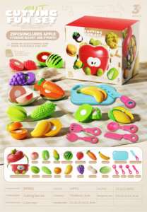 Jeu de puzzle éducatif <span class=keywords><strong>pour</strong></span> enfants, simulation de fruits et légumes à découper en 23 pièces, jouets d'apprentissage précoce multi-scènes - Product Image 2