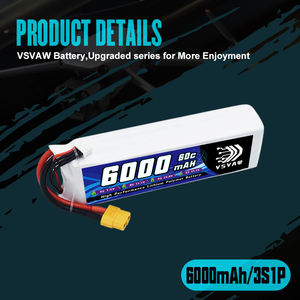VSVAW 3S FPV Drone Lipo pil 11.1V 6000mAh 60C XT60 fiş ile yumuşak ambalaj için RC araba RC helikopterler kamyon RC Model parçaları - Product Image 3
