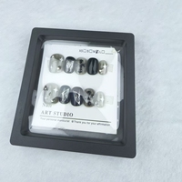 Uñas artificiales hechas a mano puras Uñas cuadradas cortas tipo cruz base negra transparente Reutilizable de alta calidad