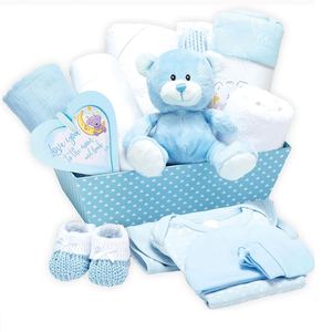 Wholesale Bule Color Baby Gift <b>Box</b> with Basket <b>for</b> New Baby Boy Perfect Gift <b>Present</b> <b>for</b> New Mums Baby Shower Gifts - Product Image 1