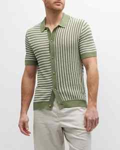 Custom Casual Fashion High-Quality Cotton Knitwear Men's Knitted <b>Button</b> Short Sleeve Sweater - Product Image 1
