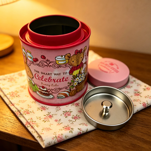 Caja Redonda de Hojalata con Diseño de Oso Rosa de Dibujos Animados, Doble Tapa Hermética, para Almacenamiento de Velas Aromáticas, Ideal para Regalo - Product Image 5