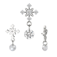 Perhiasan Tindik Anting Labret Titanium ASTM F136 CZ Berulir Internal, Cincin Hidung, Perhiasan Tubuh