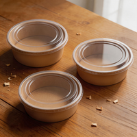 Bol en papier kraft biodégradable imprimé sur mesure, durable et robuste, avec couvercle, pour le camping et les plats à emporter