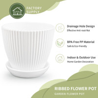 Petit pot de fleurs circulaire moderne en PP avec trous de drainage et plateau – Durable, capacité de 0,61 L, idéal pour la maison, le bureau, le sol, la terrasse, pour les plantes succulentes