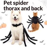 Costume d'araignée d'Halloween pour animaux de compagnie, harnais à pattes en peluche noires pour chats et chiens, déguisement de fête, produit de vacances, usage quotidien