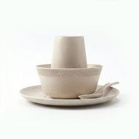 Ensemble de vaisselle jetable biodégradable en papier, bol, assiette, baguettes, ensemble de fête moderne et simple, vaisselle de table pour l'extérieur