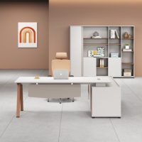 Bureau de direction haut de gamme avec plateau en bois de qualité E1, double ventilateur de refroidissement, armoire latérale, serrure numérique, cadre en acier de 1,5 mm, bureau écologique