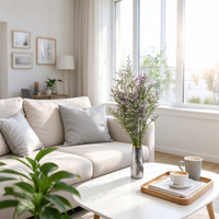 Nouvelle Caspia à tige fine de 60-65 cm, couleur uniforme, cueillie le jour même, Caspia blanche pour la décoration de la maison