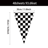 48 feuilles 94ft Racing Checkered Bannière en plastique noir et blanc Couleur Scheme