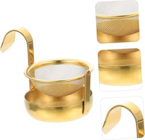 Hot Sale Metal Tea Infuser Gold Stainless Steel Tea Infuser Mesh Tea <b>Filter</b> Strainer with Rotate Bottom Tray - Product Image 3