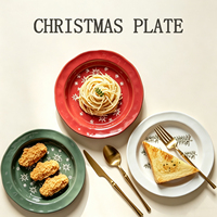 Assiettes en céramique minimalistes pour cadeaux de Noël, motifs sapin de Noël et flocons de neige, assiettes à dîner, assiettes à steak, assiettes à dessert