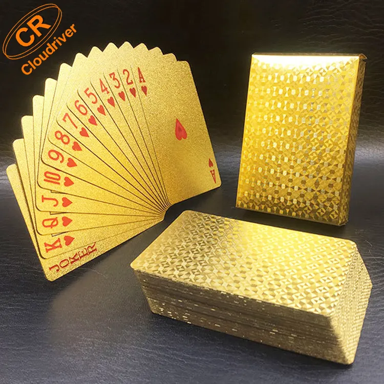 Hot Selling Foil <span class=keywords><strong>Poker</strong></span> Playing Cards Waterproof Deck von Cards Plastic Gold spielkarten