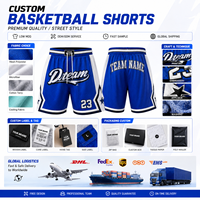 Shorts de basketball pour hommes personnalisés OEM ODM avec logo, en maille polyester respirante, imprimés pour équipe, shorts de sport et streetwear