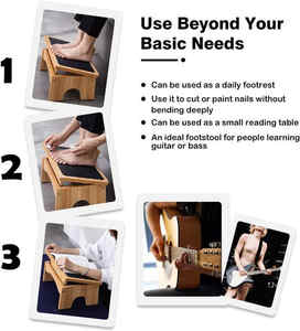 Reposapiés de Bambú de 3 Niveles Inclinables, Duradero y Conveniente, Alivia la Hinchazón Debajo del Escritorio - Product Image 6