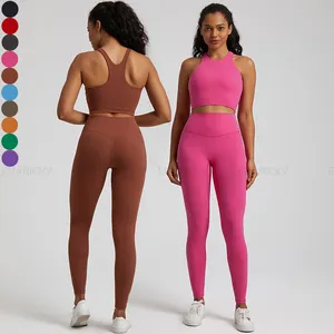 Groothandel Sportbeha En Panty 'S Legging 2-delige Set Sportkleding Vrouwen Fitness Workout 2 Stuk Legging Yoga Set