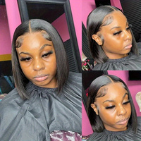 Perruque courte bob pas chère, cheveux humains, dentelle frontale HD, fournisseur de perruques, lisse comme un bâton, vente en gros de perruques bob pour femmes noires