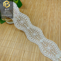 LEIXUSI 4,5 cm Dentelle brodée irisée blanche soluble dans l'eau, Bande de dentelle décorative pour vêtements d'enfants et accessoires de ceinture