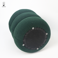 Tabouret ottoman en peluche vert foncé rond personnalisé chaise de maquillage forme cylindre empilé intérieur maison Laisure Pouf