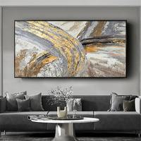 Décoration d'intérieur personnalisée, peinture à l'huile sur toile abstraite de grande taille, 100% peinte à la main, feuille d'or, art mural moderne, peinture décorative