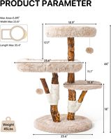 Arbre à chat de luxe avec grande perchoir et hamac, tour à gratter pour chat, lit, meubles pour chat d'intérieur