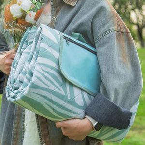 <b>Outdoor</b> Blanket Quilted <b>Mat</b> Roll up Storage With Zipper Pocket Carry Handle for Beach Park Picnic - Product Image 1