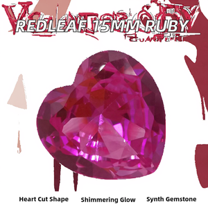 Redleaf 15*15mm Corte Corazón 2 #   Piedra de Corindón Rubí, Gema Sintética Suelta, Piedra de Corindón Sintética en Bruto - Product Image 2