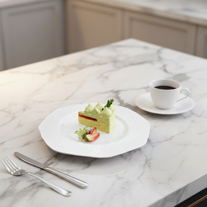Service de vaisselle en céramique gaufrée <span class=keywords><strong>PITO</strong></span> – Assiettes et plats blancs en porcelaine fine (Bone China) - Product Image 4