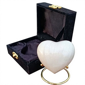 White Heart Shaped <b>Pet</b> <b>Urn</b> with Paw Print Design Keepsake <b>Urn</b> for <b>Pet</b> Ashes With Stand & Free Velvet Box - Product Image 3