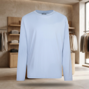 Chemise pour garçons, enfants, bleu clair, manches longues, 100% polyester, UPF50+, respirante, teinte unie, 220g - Product Image 3