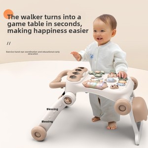 Marche-bébé pliable réglable en hauteur anti-basculement pour bébés de 6 à 18 mois - Chariot d'apprentissage musical léger - Product Image 3