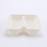 Boîte à lunch en plastique réutilisable de haute qualité pour micro-ondes dans deux compartiments avec couvercles