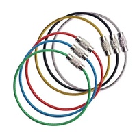 Llavero de cable de avión recubierto de colores de 6 pulgadas, llavero de anillo de alambre de acero inoxidable para colgar Etiquetas de equipaje, bucles de bloqueo giratorio