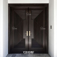 Porte double en bois massif à double entrée, très vendue aux États-Unis, design de porte double pour entrée principale extérieure