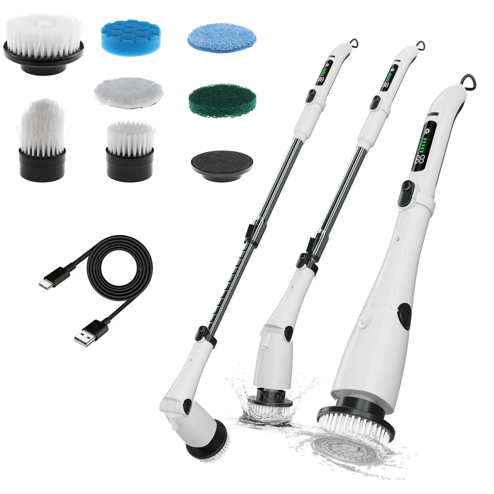 New Style kitchen bathroom glass length brush hand-held powerful electric multifunctional cleaning brush spin scrubber