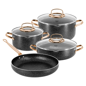 Juego de Ollas de Cerámica Antiadherente de 7 Piezas con Tapas de Vidrio y Asas de Acero Inoxidable, en Oferta - Product Image 6