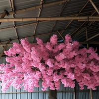Pohon Bunga Sakura Buatan Tinggi 300cm dari Fiberglass+Kain Warna Pink Tua untuk Dekorasi Interior Modern Mewah dan Pernikahan