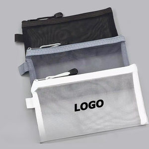 Kotak pensil jala bening dengan retzipper kapasitas besar kantong pena transparan untuk siswa, perlengkapan sekolah, hadiah promosi - Product Image 1