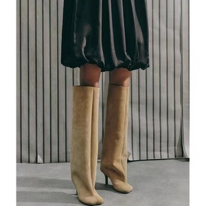 Nuovi <span class=keywords><strong>Stivali</strong></span> Texani Firmati da <span class=keywords><strong>Donna</strong></span> in Vera <span class=keywords><strong>Pelle</strong></span> con Tacco Alto Autunno Inverno Sopra il Ginocchio con Fodera di Lusso - Product Image 2