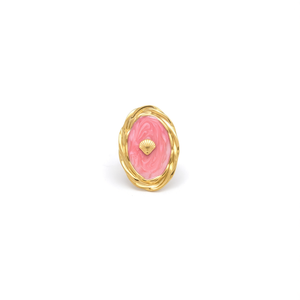 Fashion Ring 316L Stainless Steel PVD Gold Plating Pink Shell Inlay Oval Design - Product Image 2