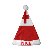 Chapeau de Noël personnalisé avec motif Tonga, bonnet de Noël en polaire avec pompon, couvre-chef festif pour cosplay de Noël et performance scénique