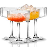 Lot de 4 coupes à martini en plastique PS de 10 oz, à long pied, design Art Déco, jetables et biodégradables, pour les fêtes