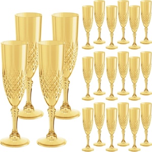 Flute Champagne Glass Crystal Clear Retro Plastic Disposable Wine Goblet Glasses Reusable Portable for Party Supplies - Product Image 2