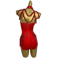 Combinaison Courte Sexy à Franges de Cristal pour Femme, Tenue de Scène pour Chanteuse, Soirée en Boîte de Nuit, Danseuse de Pole Dance, Justaucorps de Performance