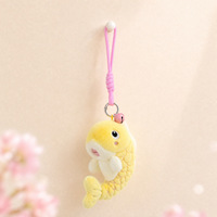 Porte-clés en peluche mini poisson Koi mignon, design personnalisé, 5 couleurs, pendentif de sac, cordon avec clochette, cadeau porte-bonheur pour couple, vente en gros