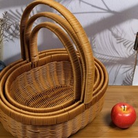 Grand panier tissé en rotin PP Organisateur de stockage polyvalent pour fleurs, fruits et légumes