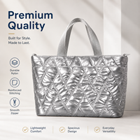 Sac à main en nylon matelassé rhombique pour femmes, sac fourre-tout rembourré avec compartiments intérieurs, grande capacité, sac à bandoulière