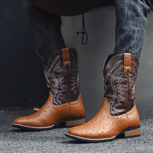 Bottes de cowboy en PU pour hommes, vente en gros, fabrication sur mesure, bottes de cowboy western pas chères, design mexicain tendance pour hommes - Product Image 4