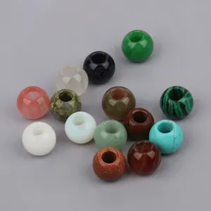 12x10mm Large Hole Round Natural White Opal/Turquoises Stone Loose Beads for Jewelry Making Accessories