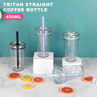 Bouteille d'eau portable 450 ml en Tritan sans BPA, écologique, réutilisable, anti-fuite, avec paille, personnalisable, idéale comme cadeau promotionnel